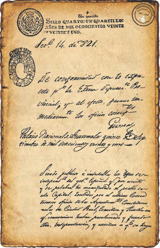 acta de la Declaración de Independencia de Centroamérica 